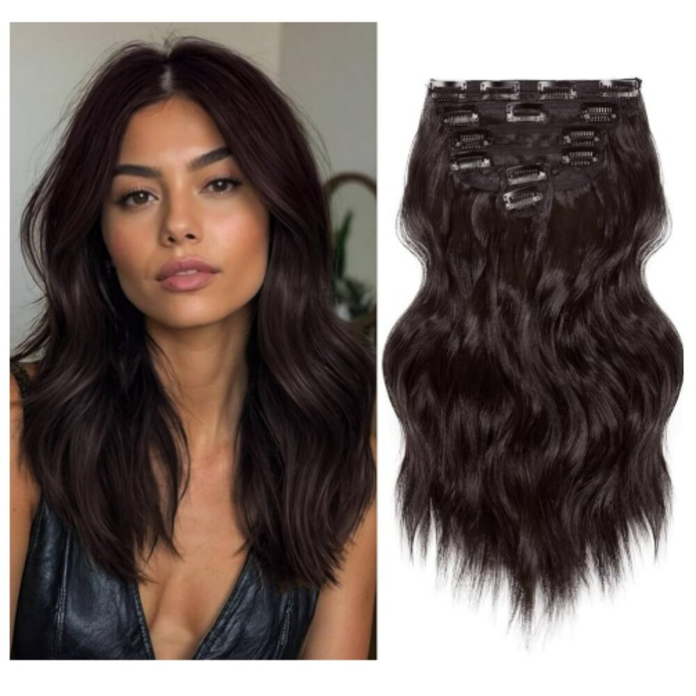 Hair Couture Pure 9 PC Clip-on Extensions, 14", Dark Brown (color 4)